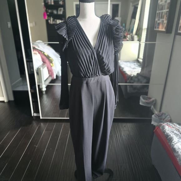 Express Black Ruffled Jumpsuit - Picture 1 of 6